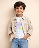 Mi Arcus Cotton Knit Full Sleeves Striped Shirt With Tee - White & Beige