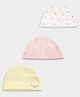 Mi Arcus Cotton Knit Pack Of 3 Solid & Strawberry Printed Caps - Multi Colour - Circumference - 34 Cm
