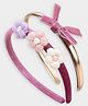 Mi Arcus Set Of 2 Floral & Bow Applique Detailed Hair Band - Pink