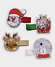 Mi Arcus Set Of 4 Gift & Snowman Applique & Glittered Hair Clips - Multi Colour
