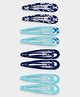 Mi Arcus Set Of 4 Solid & Bows Printed Snap Clips - Blue & Teal