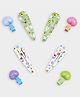 Mi Arcus Set Of 6 Avocado & Polka Dot Printed Heart Applique Detailed Hair Accessories Set - Multi Colour