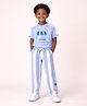 Mi Arcus Cotton Elastane Knit Half Sleeves Koala Lemonade Stand Printed Tee & Pant Set - Blue