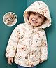 Babyhug Woven Full Sleeves Floral & Squirrel Printed Hooded Padded Jacket - White