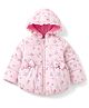 Babyhug Woven Full Sleeves Floral Printed Hooded Padded Jacket with Bow Applique- Pink