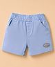 Ollypop Textile Woven Knee Length Shorts with Text Badge - Blue