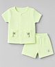 Ollypop Muslin Woven Half sleeves T-Shirt & Shorts Night Suit With Palm Tree Embroidery - Light Yellow