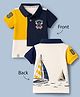 Ollypop Cotton Knit Half sleeves Polo T-Shirt With Nautical Theme Print & Embroidery - Yellow