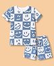 Ollypop Cotton Knit Half sleeves Co-Ords T-Shirt & Shorts Night Suit with Checks Print - White
