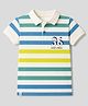 Ollypop Cotton Knit Half Sleeves Striped Polo T-Shirt - Yellow & Cream