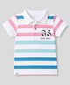 Ollypop Cotton Knit Half Sleeves Striped Polo T-Shirt - Blue & White