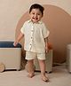 Cot & Candy Organic Muslin Woven Half Sleeves Solid Shirt & Shorts Set - Lemon