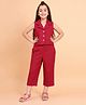 Little Marine Cotton Blend Knit Sleeveless Textured Top & Pants Set - Red