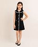 Little Marine Cotton Knit Sleeveless Colour Blocked Dress - Black