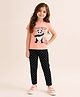 Little Marine Cotton Blend Knit Half Sleeves Panda Printed Tee & Pajama Night Suit -Peach