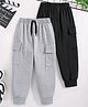 Trampoline Cotton Blend Knit Full Length Solid Cargo Joggers Pack Of 2 - Grey & Black