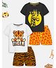 Trampoline Knit Half Sleeves Tiger & Giraffe Printed T-Shirt & Shorts Set Pack of 2 - White & Black