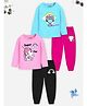 Trampoline Cotton Blend Knit  Full Sleeves Super Cool & Rainbow Printed T-Shirts & Pyjamas Night Suits Pack Of 2 - Pink & Aqua Blue