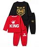 Trampoline Cotton Blend Knit Full Sleeves  Tiger & KIng Printed T-Shirts & Pyjamas Night Suits Pack Of 2 - Red & Black