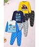 Trampoline Cotton Blend Knit Full Sleeves  Under Water & Truck Printed T-Shirts & Pyjamas Night Suits Pack Of 3 - Blue & Yellow