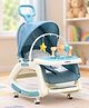 Babyhug 6-in-1 Baby Rocker & Feeding Seat for New Born and Toddler Blue| Multi-Position Reclining Backrest| Adjustable Food Tray| Removable Wheels| Push Handle| Toys & Music