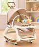 Babyhug 6-in-1 Baby Rocker & Feeding Seat for New Born and Toddler Brown| Multi-Position Reclining Backrest| Adjustable Food Tray| Removable Wheels| Push Handle| Toys & Music