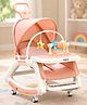 Babyhug 6-in-1 Baby Rocker & Feeding Seat for New Born and Toddler Pink| Multi-Position Reclining Backrest| Adjustable Food Tray| Removable Wheels| Push Handle| Toys & Music