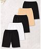 Trampoline Cotton Lycra Knit Solid Cycling  Shorts Pack Of 5- Black white & Peach