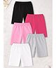 Trampoline Cotton Lycra Knit Solid Cycling Shorts Pack Of 5- Black White & Pink