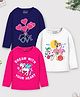 Trampoline Cotton Blend Knit Full Sleeves T-Shirts with Heart , Flamingo & Unicorn Print Pack of 3 - Navy Blue