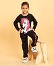 Trampoline Terry Loop Knit Full Sleeves Unicorn Printed Tee & Track Pants Set - Black