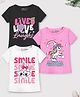 Trampoline Cotton Blend Knit Half Sleeves T-Shirts with Magical Unicorn and Text Print Pack of 3 - Black, Pink & White