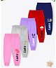 Trampoline Cotton Blend Knit Full Length Happy Printed Pajamas Pack Of 5 - Red Pink & Lilac