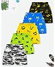 Trampoline Cotton Blend Knit Camouflage Sea Life & Beach Theme Printed Shorts Pack Of 5 - Blue Yellow & Black