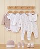 Babyoye Premium Unisex Pack Of 9 Multi Value Gift Set 100% Bamboo Cotton Drop needle Texture | Sleepsuit,Cap,Mitten,Bootie,Bib,Diaper Legging,Full & Half Sleeve Onesie,Full Sleeve Tee-White