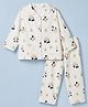 Evimo Single Jersey Knit Full Sleeves Co-Ords Shirt & Pyjama Night Suit with Panda Print - Cream