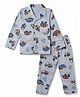 Evimo Single Jersey Knit Full Sleeves Co-Ords Shirt & Pyjama Night Suit with Vehicle & Text Print - Grey