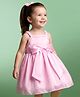 Kookie Kids Woven Sleeveless Solid Party Dress With Bow Applique - Pink