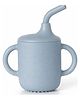 Teri Beri Silicone Straw Sipper Cup 250ml with Twin Handles , Leak-Proof Spill Resistant Kids Drinking Cup , BPA Free , Easy Grip Training Cup for Toddlers (Blue)