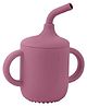 Teri Beri Silicone Straw Sipper Cup 250ml with Twin Handles , Leak-Proof Spill Resistant Kids Drinking Cup , BPA Free , Easy Grip Training Cup for Toddlers (Dark Pink)