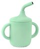 Teri Beri Silicone Straw Sipper Cup 250ml with Twin Handles , Leak-Proof Spill Resistant Kids Drinking Cup , BPA Free , Easy Grip Training Cup for Toddlers (Light Green)