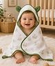 Teri Beri Cotton Muslin 8 Layer Hooded Towel With Floral Print & Applique L 90 x B 90 cm - Green