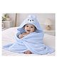Teri Beri Cotton Soft & Hypoallergenic Baby Hooded Bath Towel With Animal Design & Applique L 80 x B 80 cm - Blue