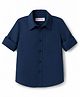 Kookie Kids Poplin Woven Full Sleeves Solid Shirt - Navy Blue