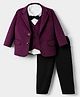 Babyhug Woven Striped Party Suit With Bow - Wine