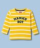 Babyhug 100% Cotton Knit Full Sleeves Striped T- Shirt With Text Print - Yellow
