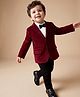 Babyhug Woven Full Sleeves Party Suit With Bow - Maroon