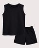 BLUSHES 100% Cotton Knit Sleeveless Solid Tee & Shorts Set - Black