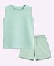 BLUSHES 100% Cotton Knit Sleeveless Solid Tee & Shorts Set - Mint Green