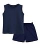 BLUSHES 100% Cotton Knit Sleeveless Solid Tee & Shorts Set - Navy Blue